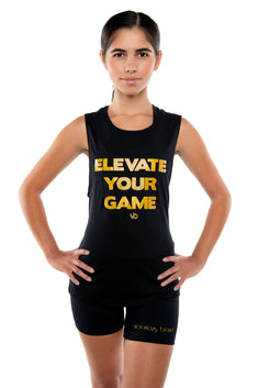 "ELEVATE YOUR GAME" - WOMEN'S FLOWY MUSCLE TANK